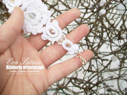 Komplet biżuterii "Wedding snow" sutasz (soutache)