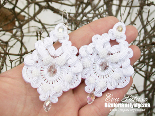 Komplet biżuterii "Wedding snow" sutasz (soutache)