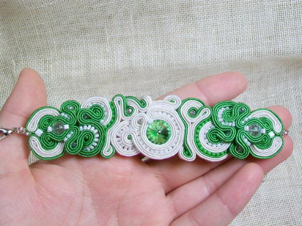 Komplet biżuterii "Green wedding - 2" sutasz (soutache)