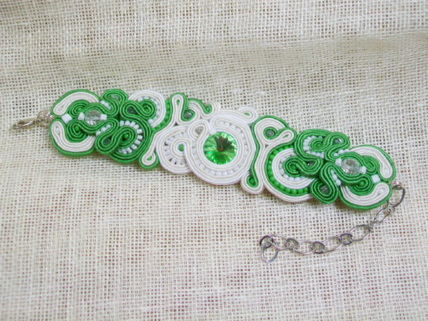 Komplet biżuterii "Green wedding - 2" sutasz (soutache)