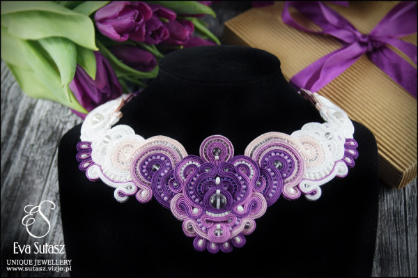 Komplet biżuterii ślubnej sutasz "Purple Tulip"