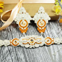 Komplet biżuterii ślubnej "Orange & Ecru"